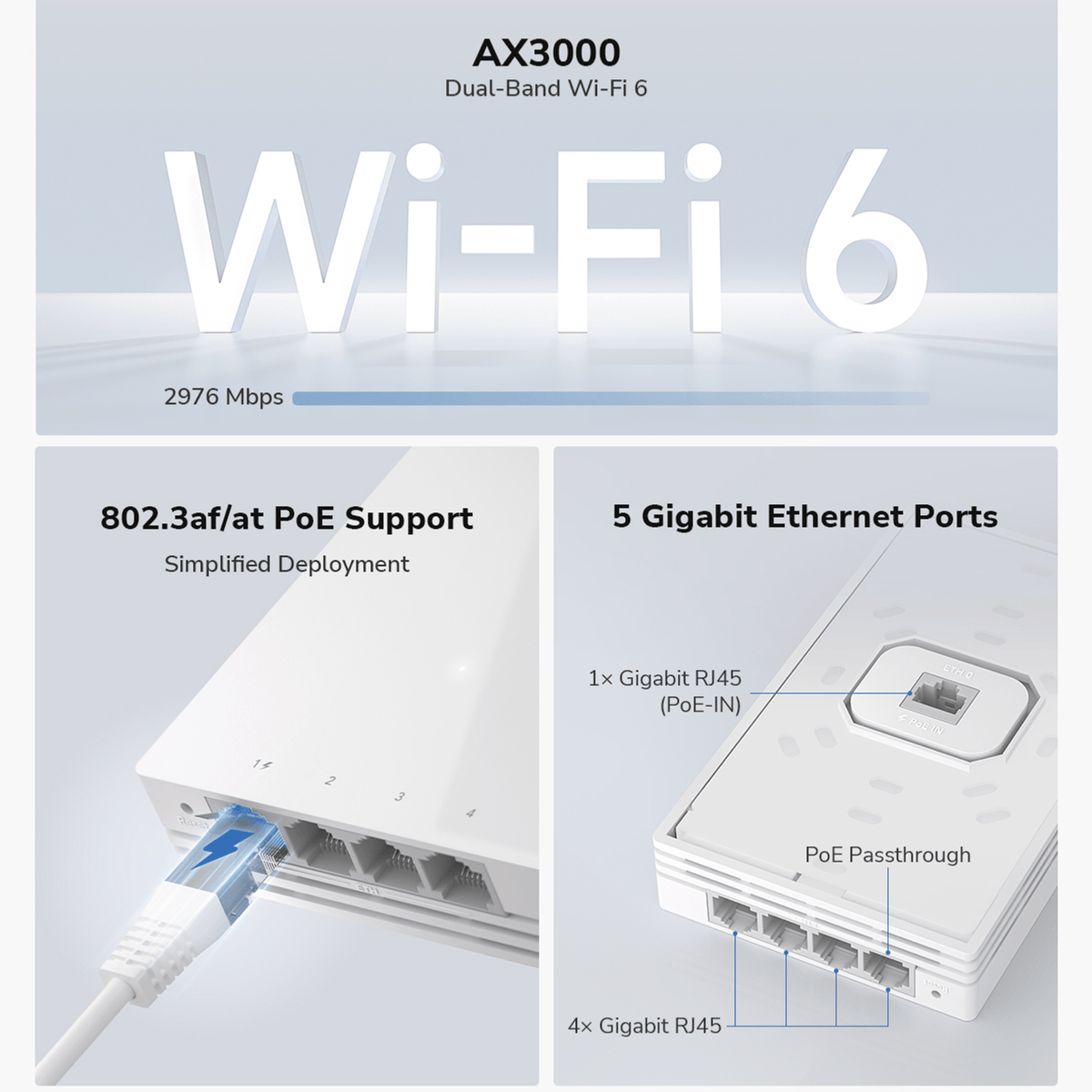 Cudy AX3000 Dual-Band Wi-Fi 6 Wall-Plate Access Point