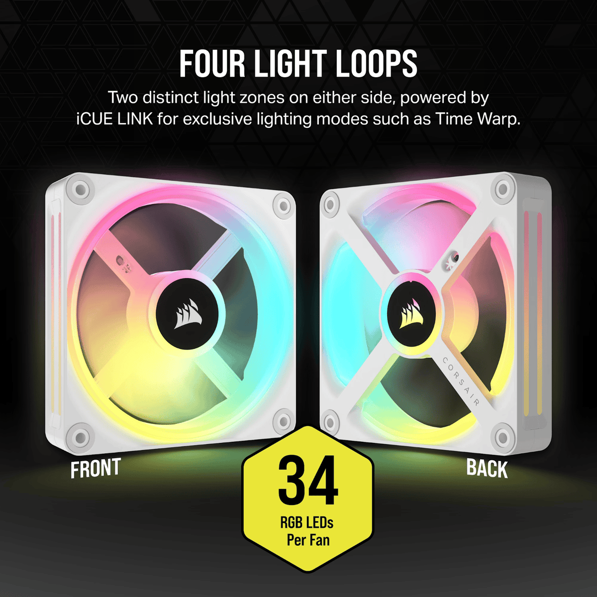 Corsair iCUE LINK QX120 RGB 120mm PWM PC Fan Expansion Kit - White
