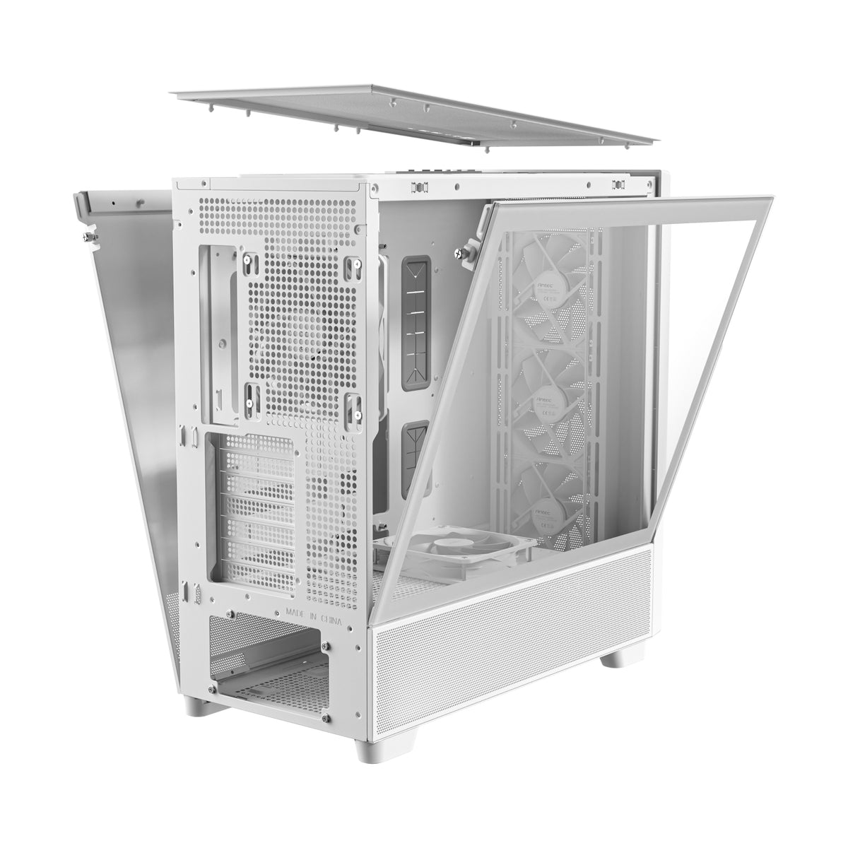Antec FLUX Mid-Tower E-ATX Gaming Chassis Wood Front Panel - White