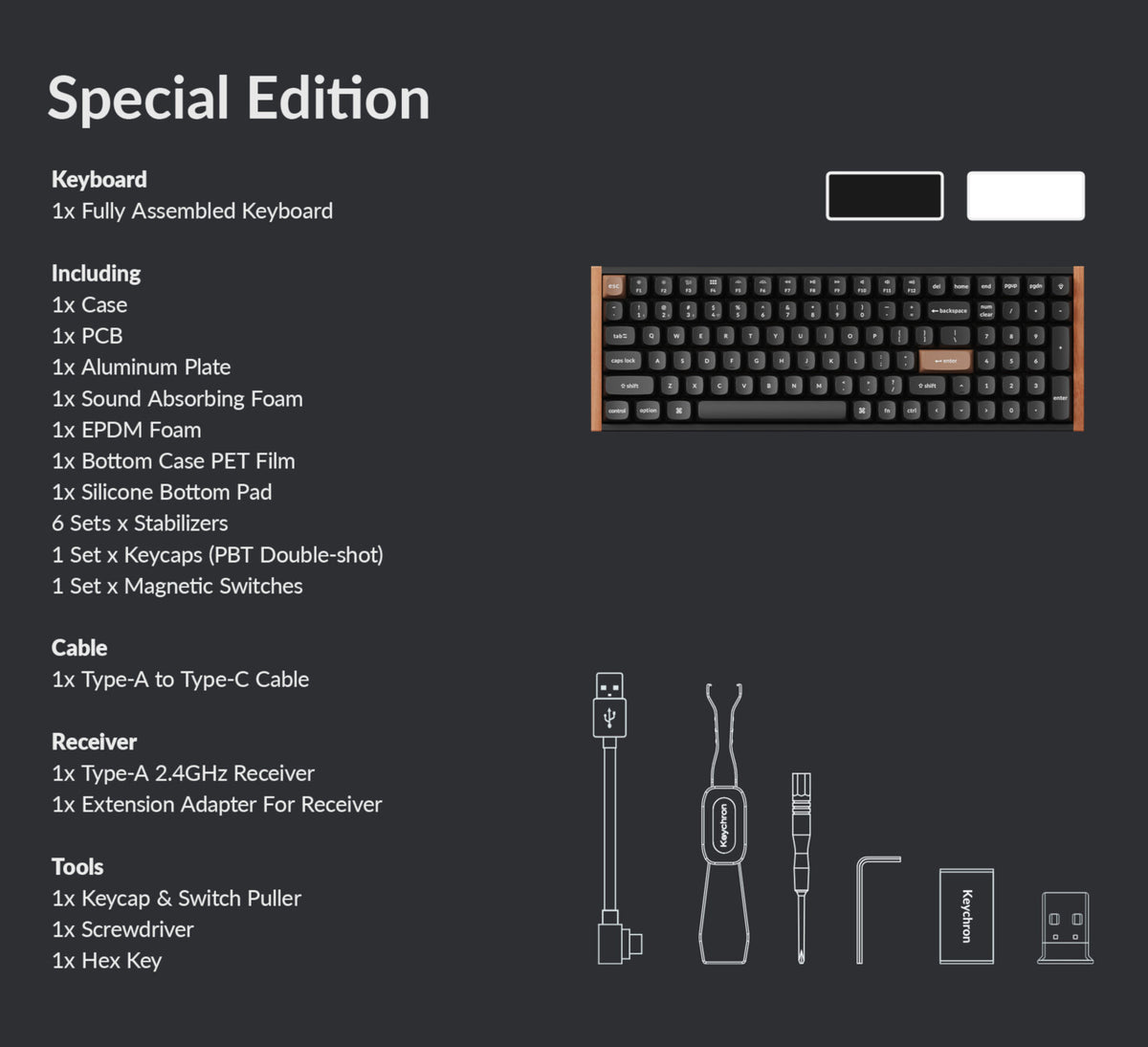 Keychron K4 HE 96% Magnetic Switch Hot-Swap RGB Wireless Keyboard – White (Wood + Aluminium)