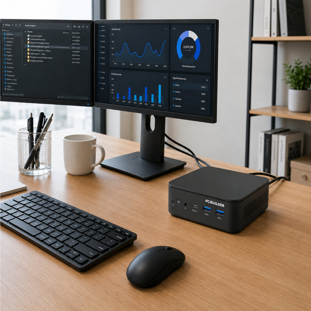 PCBuilder CUBE Intel Core 3-100U 8GB DDR5 512GB Windows 11 Home Mini PC