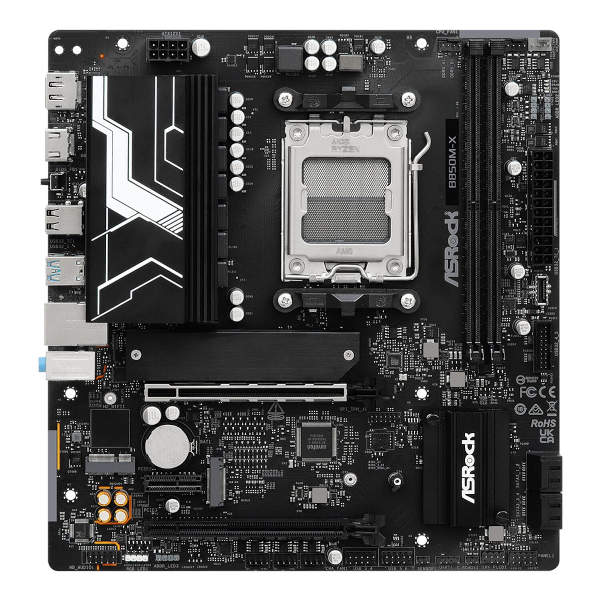 ASRock B850M-X WiFi AM5 Micro ATX Motherboard (DDR5, PCIe 5.0, Wi-Fi 6E)