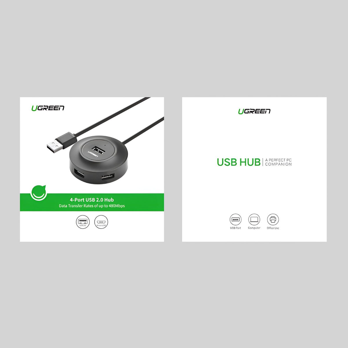 UGREEN 4-IN 1 USB 2.0 Hub (20777) - Black