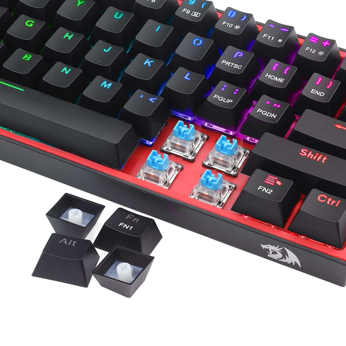 Redragon K616 FIZZ Pro 61-Key RGB Mechanical Gaming Keyboard – Black (60%, RGB, Wireless/Wired, Hot-Swappable)