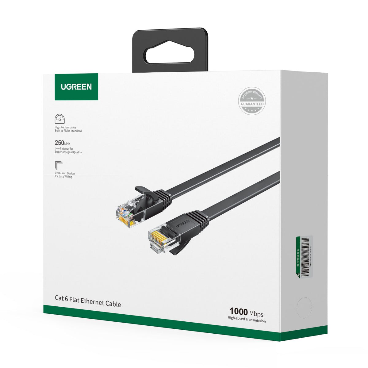 UGREEN NW102 Cat6 U/UTP Flat Ethernet Cable 3m - Black