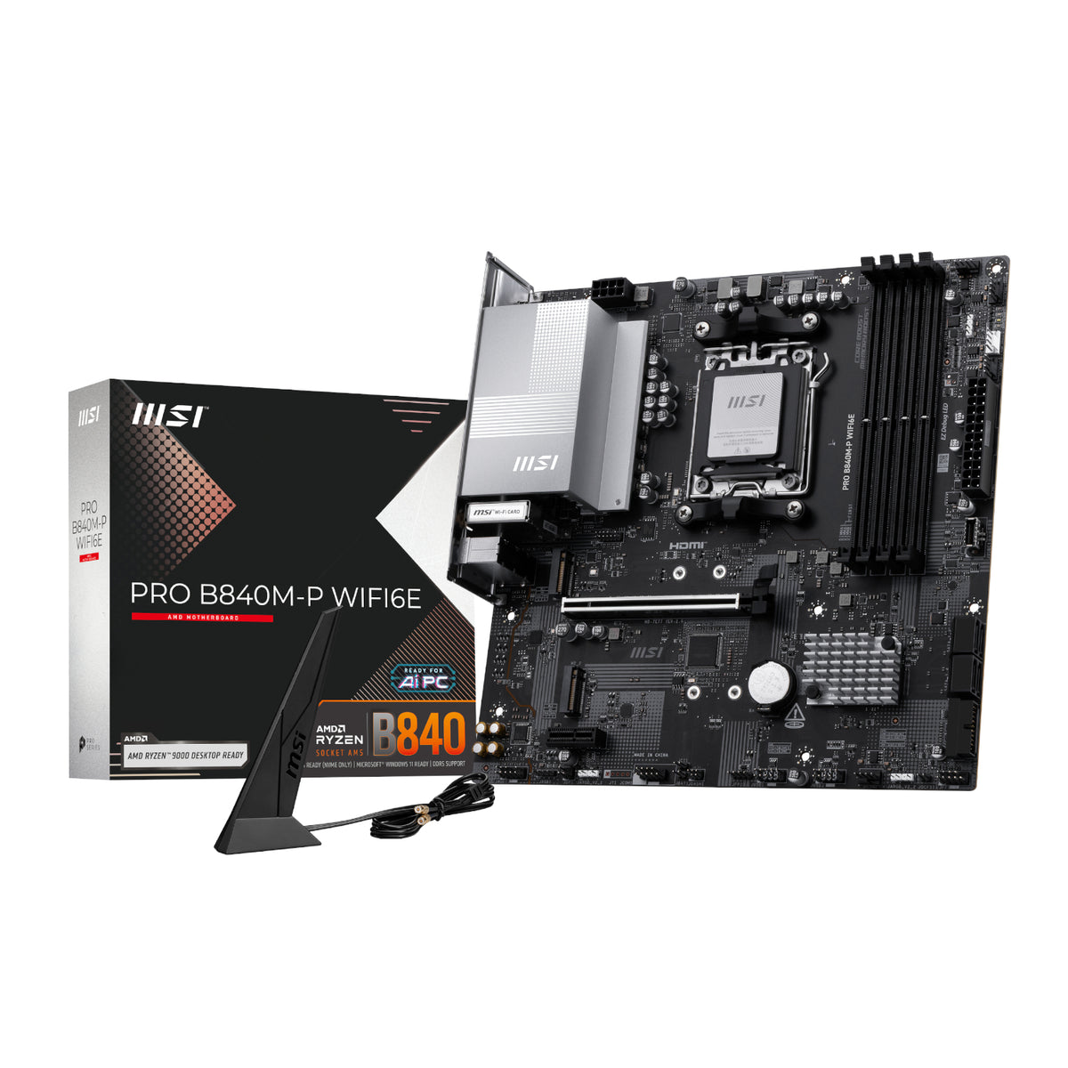 MSI PRO B840M-P Wi-Fi 6E AMD AM5 MATX Gaming Motherboard