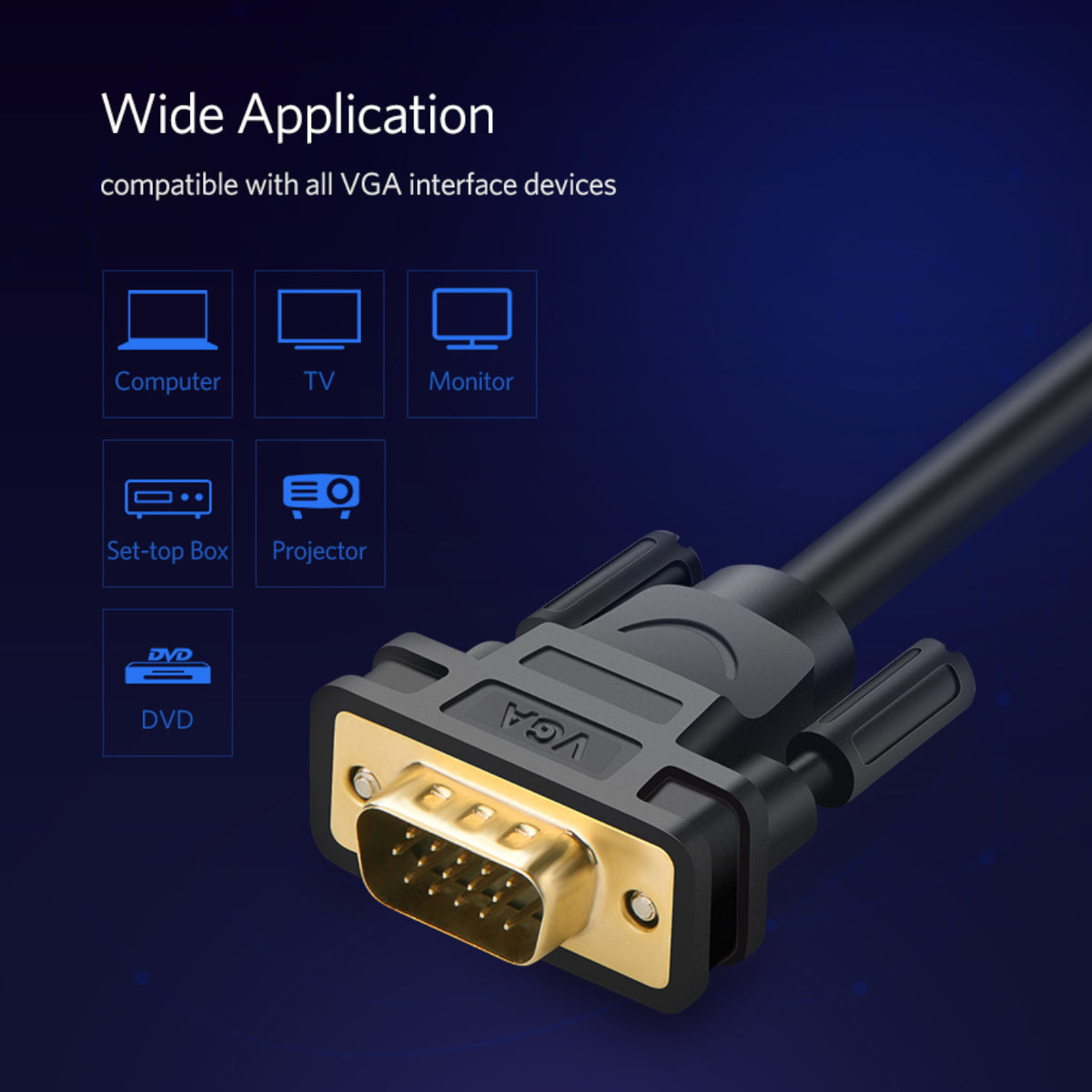 UGREEN VG101 VGA Male to Male Cable 3M