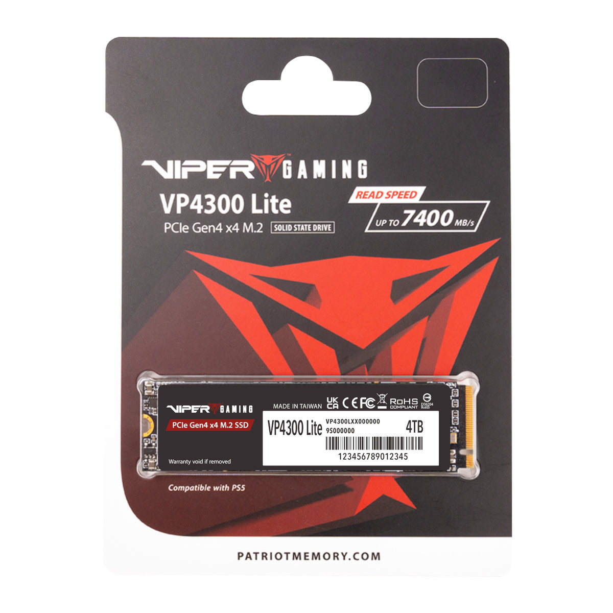 Patriot VP4300 Lite 4TB M.2 PCIe Gen 4 x4 NVMe SSD